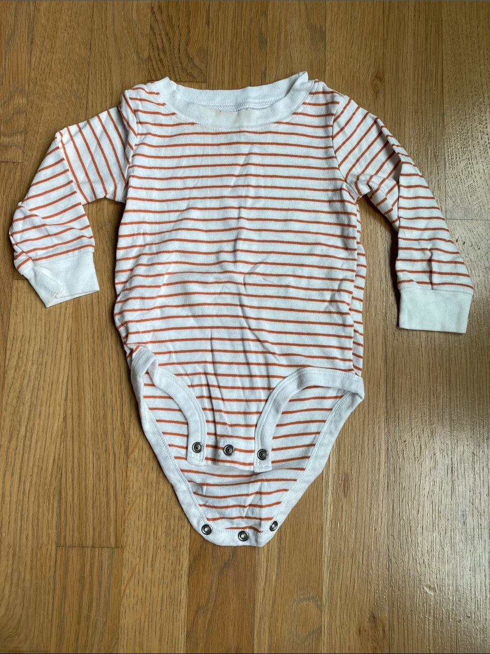 Carter’s 12 Month Striped Long-Sleeve Baby One-Piece in White and Orange